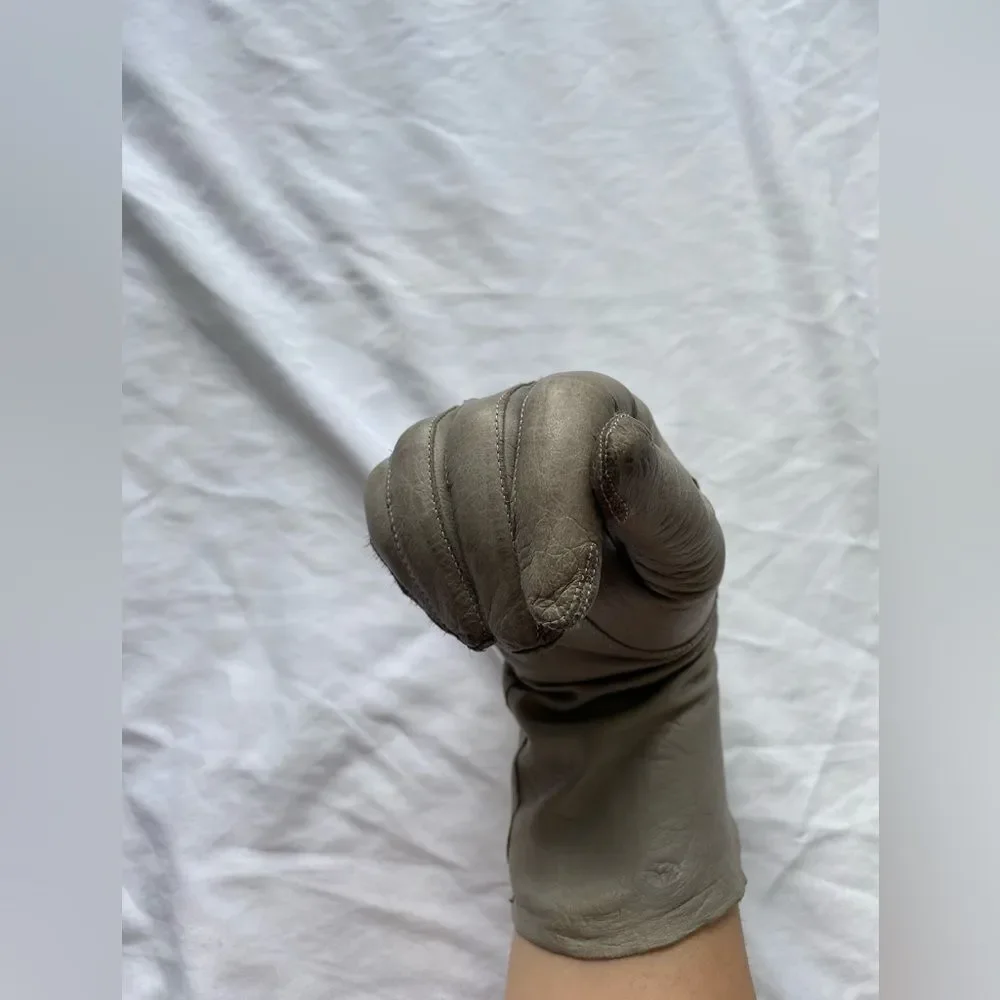 Vintage Buttery Soft Grey Leather Gloves